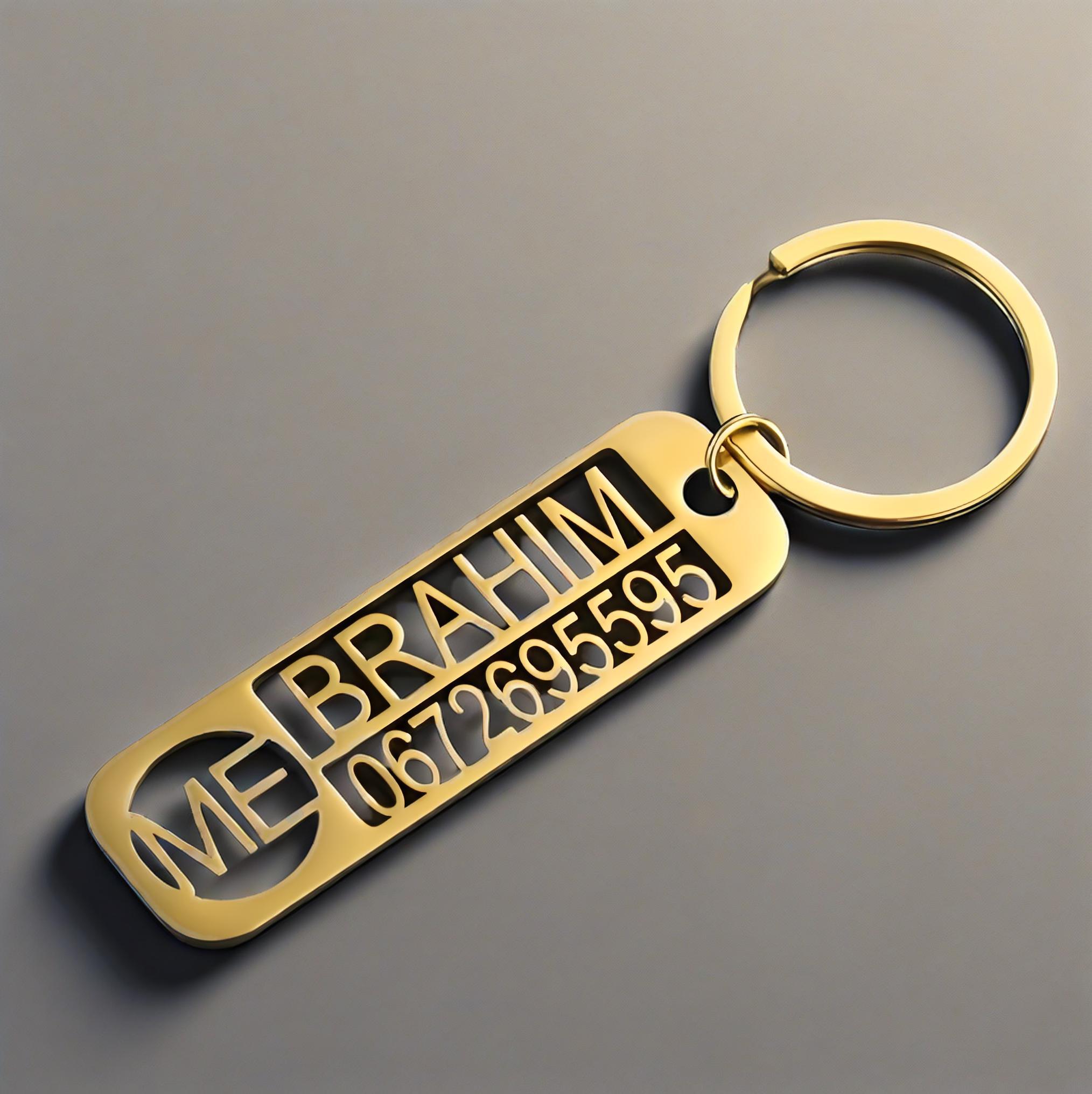 Car Accessories Name - 사용자 정의 새겨진 이름 번호 키체인,