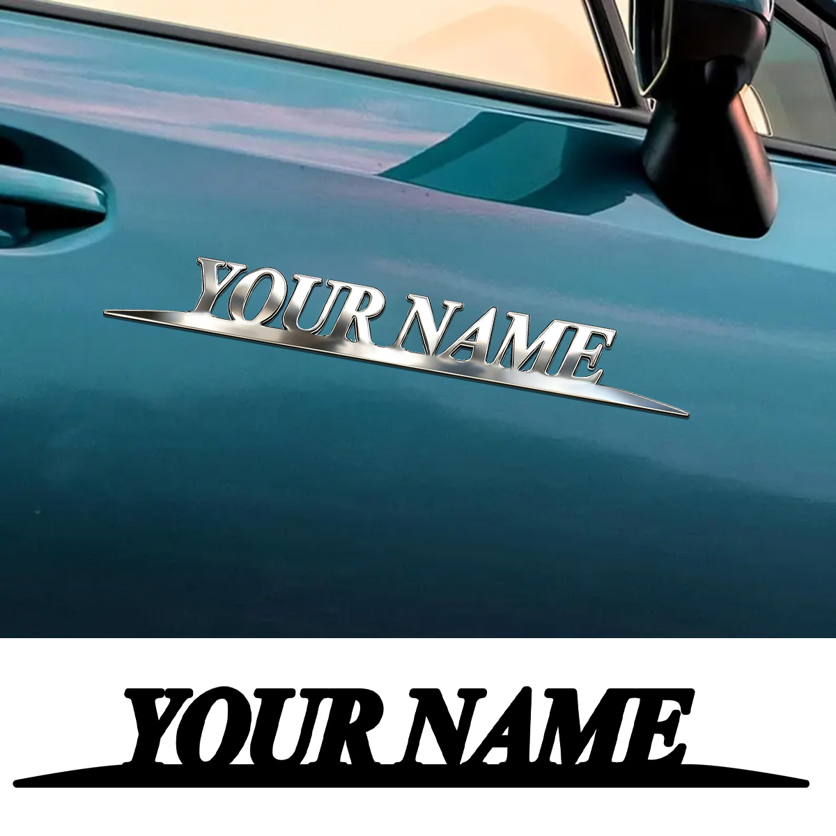 Car Accessories Name - 금속 트렌디 YOUR NAME 스티커 맞춤형