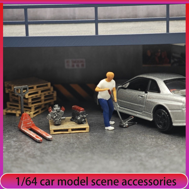 Car Accessories Shop - 1:64 자동차 모델 수리점 장면 장식,
