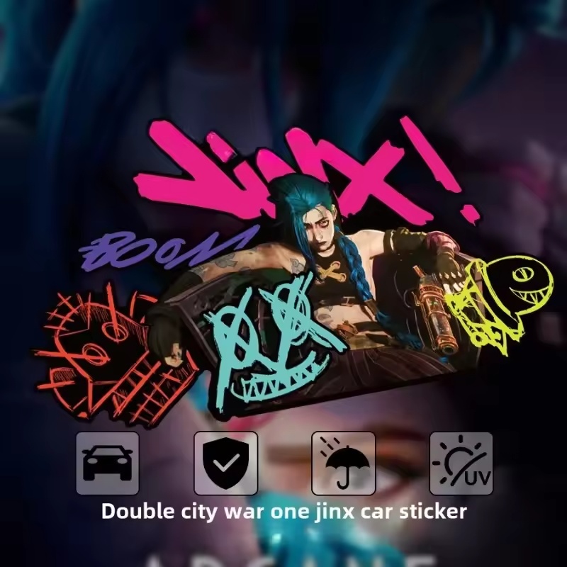 Car Accessories Outside - Arcane Jinx 그래피티 반사 자동차 스티커