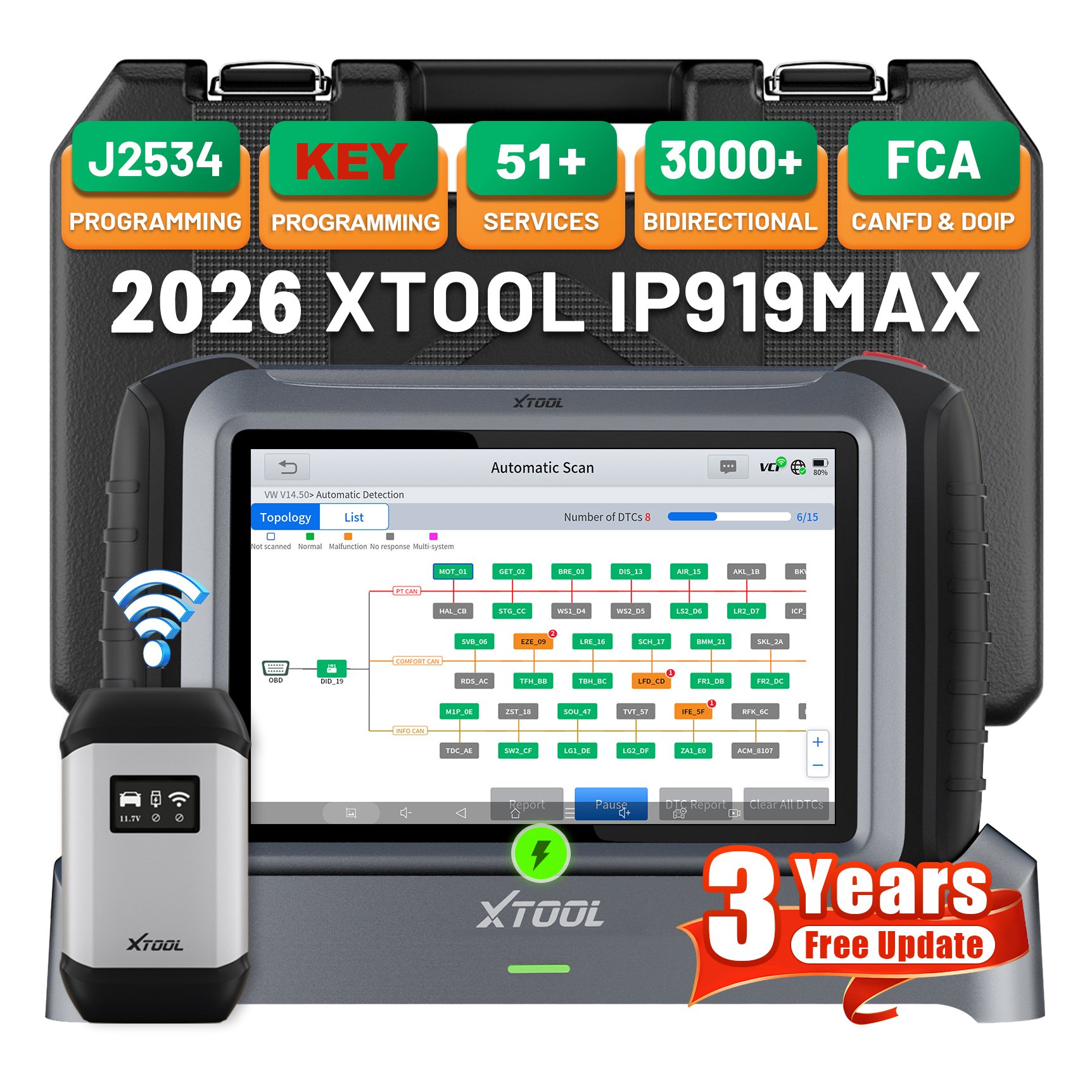 Obd2 Scanner - EU 창고 XTOOL IP919MAX J2534 ECU