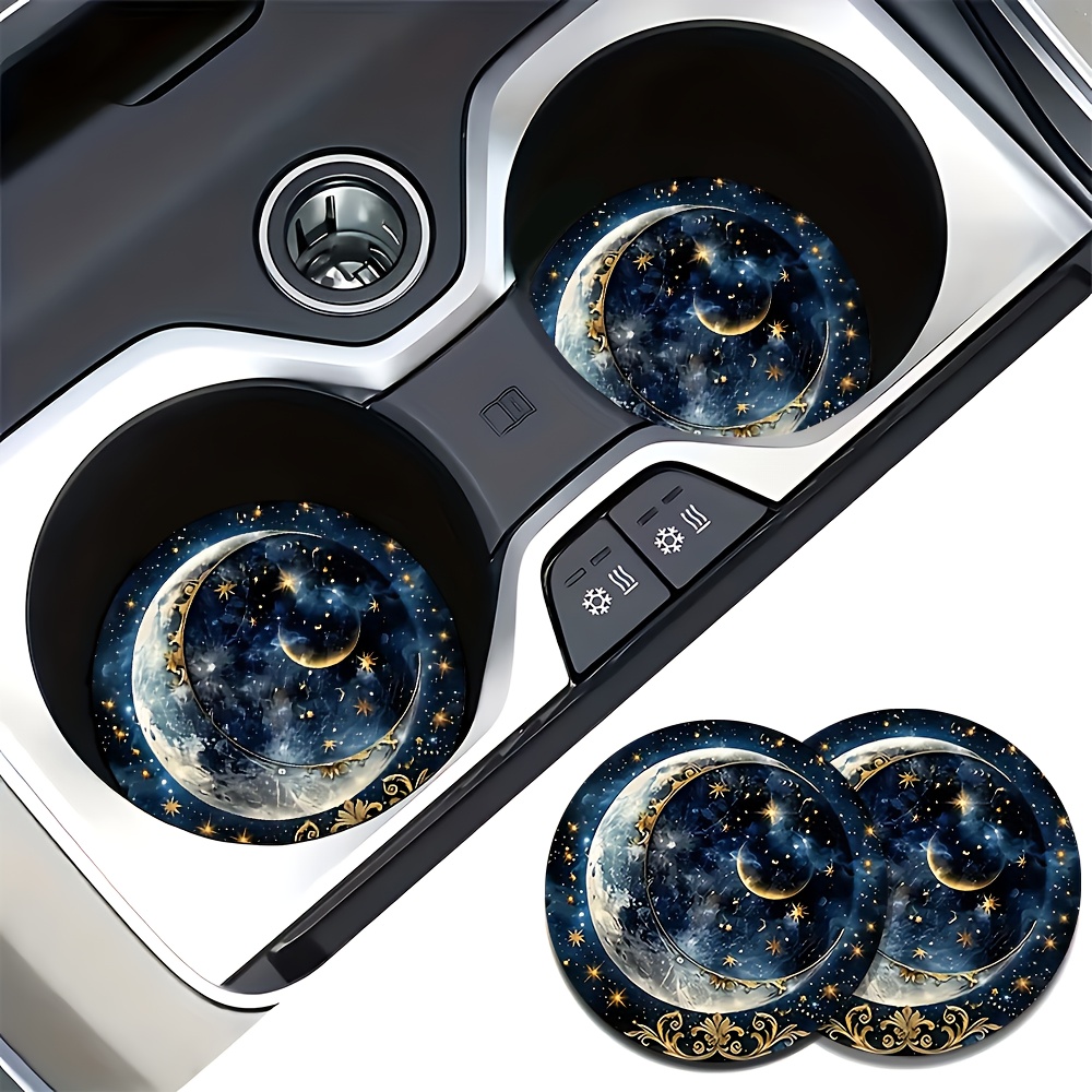 2개 별이 빛나는 밤하늘 달 모양 자동차 컵 받침 -  - Car Accessories For Women 리뷰 및 가격