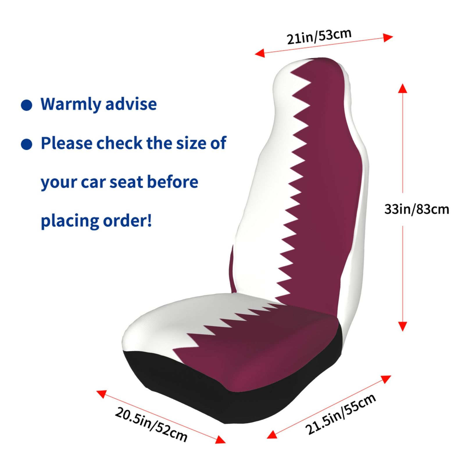 카타르 국기 프린트 애국 테마 자동차 시트 커버 2개  - Qatar Car Accessories 리뷰 및 가격