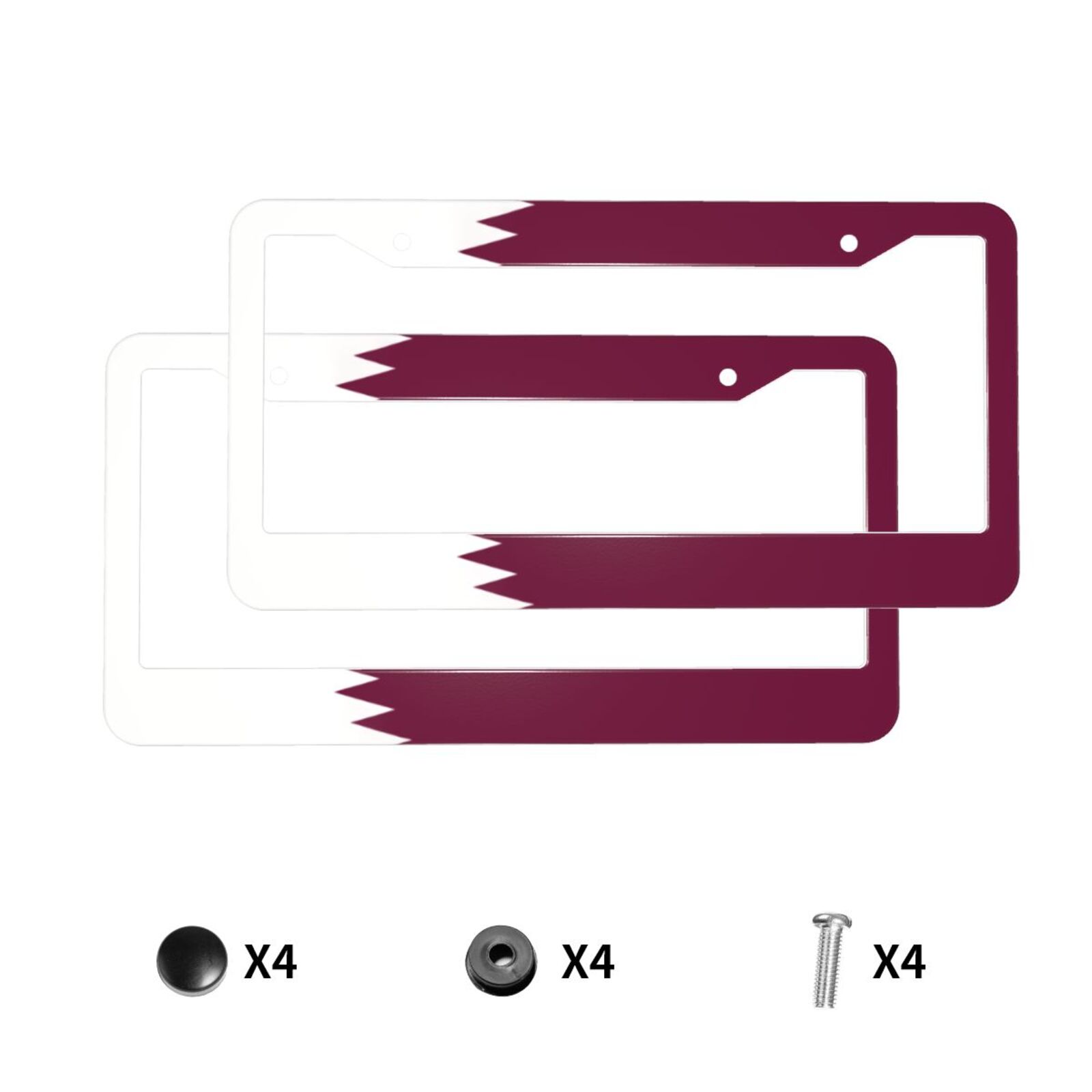 카타르 국기 패턴 번호판 홀더 다채로운 스테인레스 스틸 - Qatar Car Accessories 리뷰 및 가격