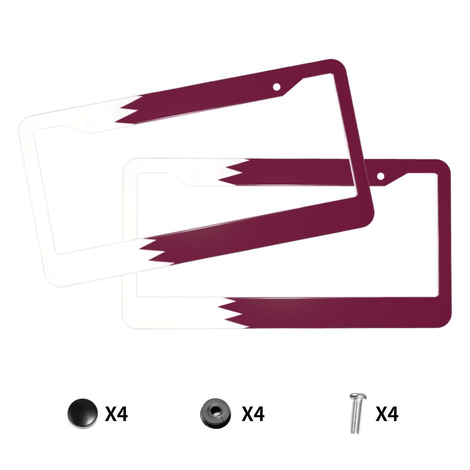 카타르 국기 패턴 번호판 홀더 다채로운 스테인레스 스틸 - Qatar Car Accessories 리뷰 및 가격