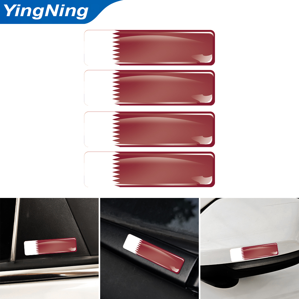 4PCS 카타르 국기 스티커 비닐 에폭시 3D 돔형 데 - Qatar Car Accessories 리뷰 및 가격
