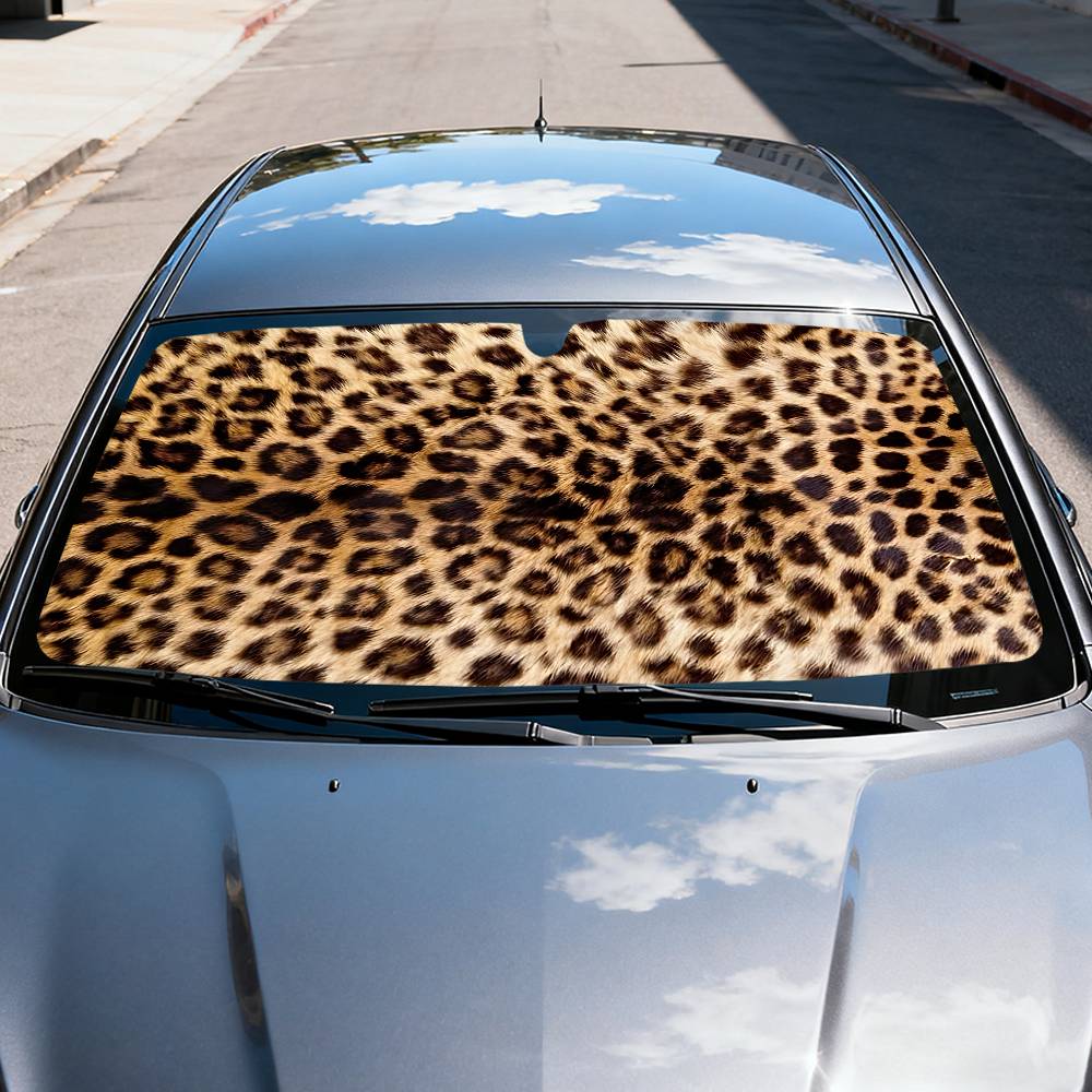 동물 모피 (표범 무늬) 자동차 햇빛 가리개 앞유리 차 - Car Accessories Outside 리뷰 및 가격
