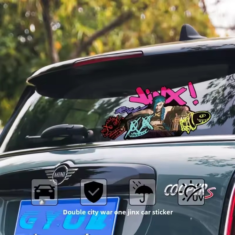 Arcane Jinx 그래피티 반사 자동차 스티커 전기 - Car Accessories Outside 리뷰 및 가격