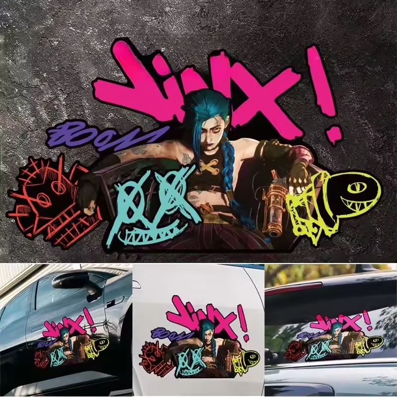 Arcane Jinx 그래피티 반사 자동차 스티커 전기 - Car Accessories Outside 리뷰 및 가격