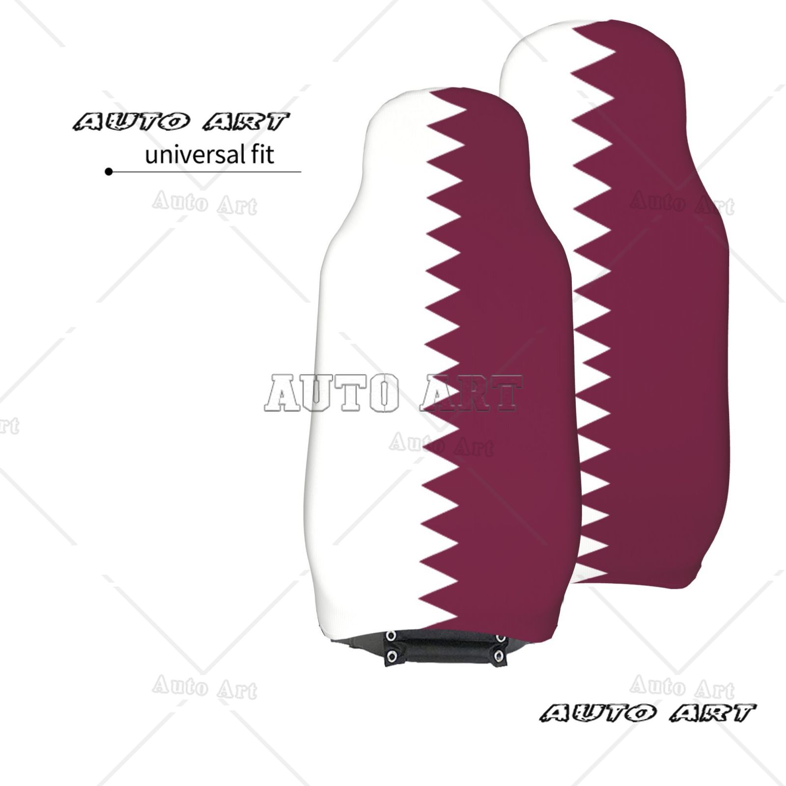 카타르 국기 프린트 애국 테마 자동차 시트 커버 2개  - Qatar Car Accessories 리뷰 및 가격