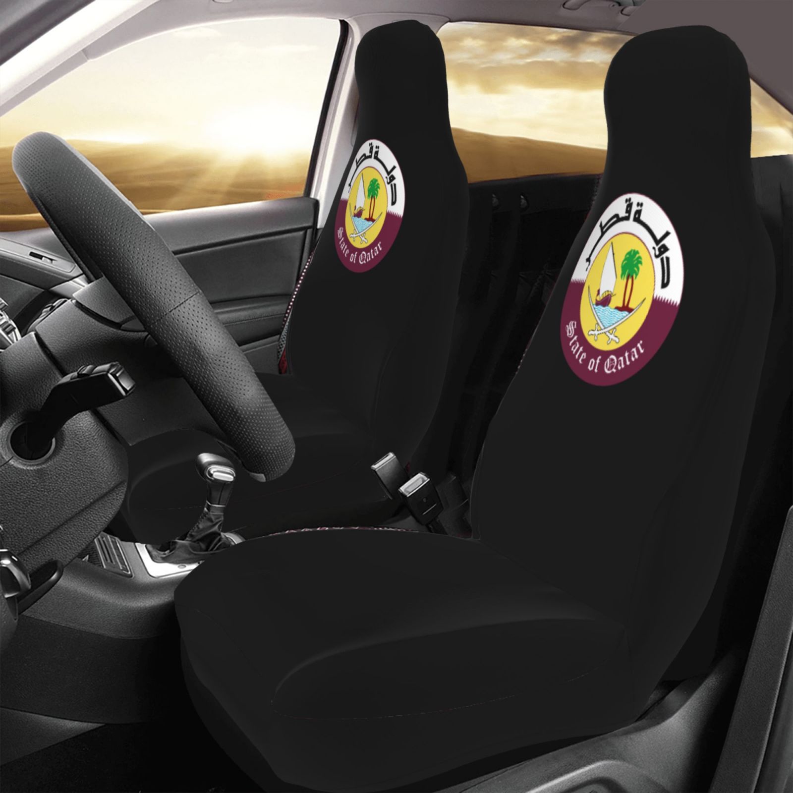 카타르 국장 패턴 자동차 시트 커버 2개 앞좌석 보호  - Qatar Car Accessories 리뷰 및 가격